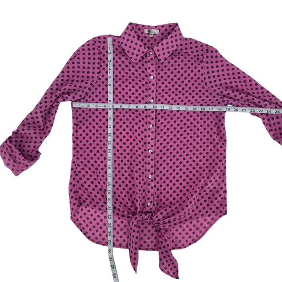 Kut from the Kloth Pink Blue Polka Dot Long Sleeve Blouse Size Small Women’s - Picture 4 of 5